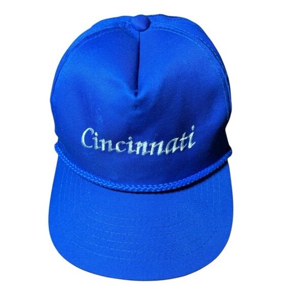 Vintage Cincinnati Dad Cap Rope Brim Snapback Blue New Old Stock? /  EUC Clean! - Picture 1 of 5